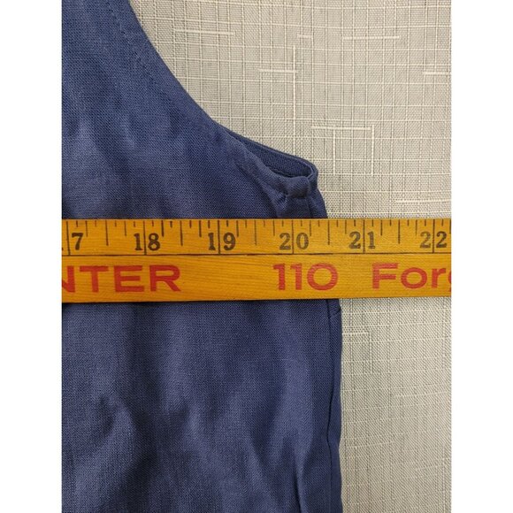 New York & Company Linen Blend Button Front Shift Dress Rich Navy Blue Large New - Picture 7 of 8